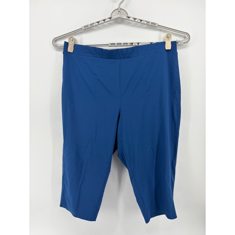 Croft & Barrow Womens 2X Blue Capri Pants Elastic Waist Stretch Ribbed Side